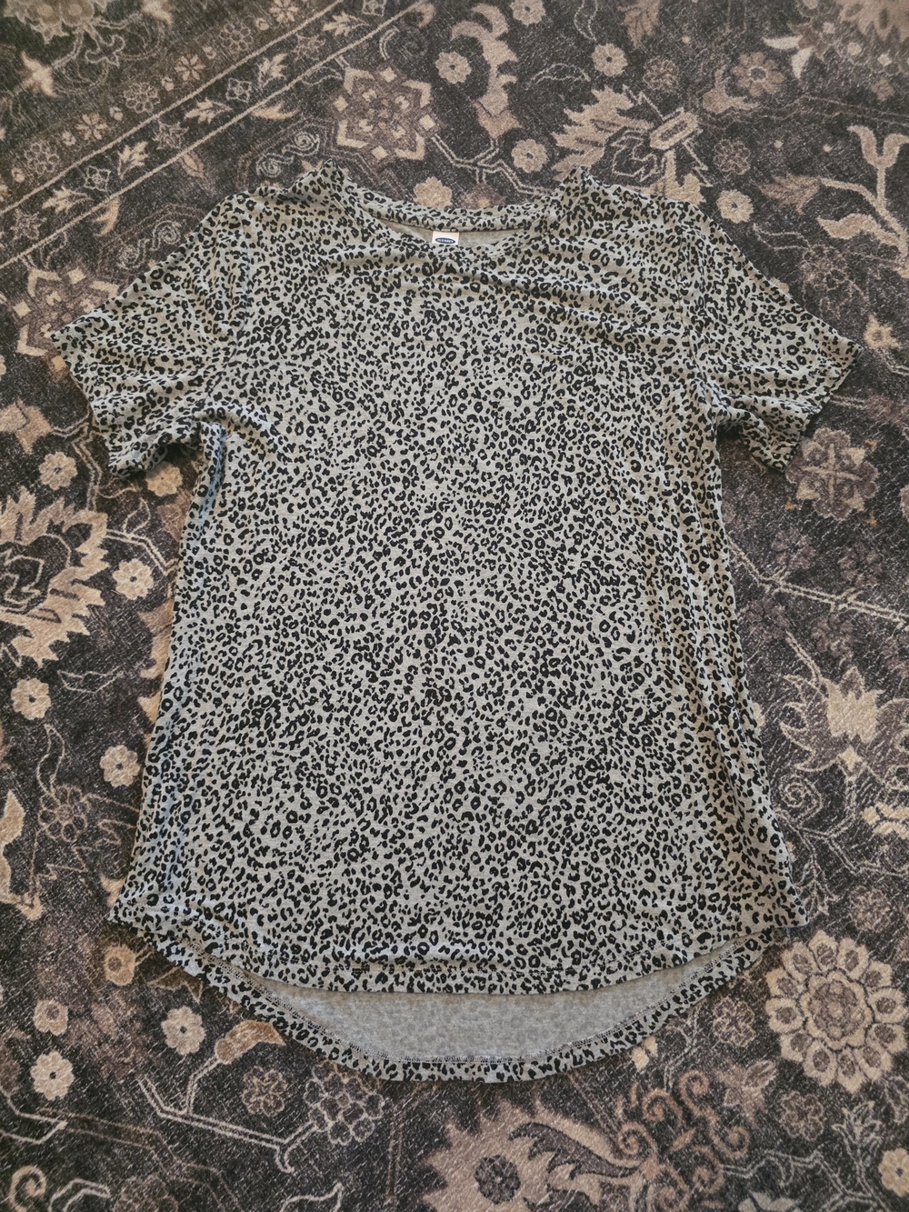 Old Navy Leopard Print Short Sleeve Tee - Black & Cream